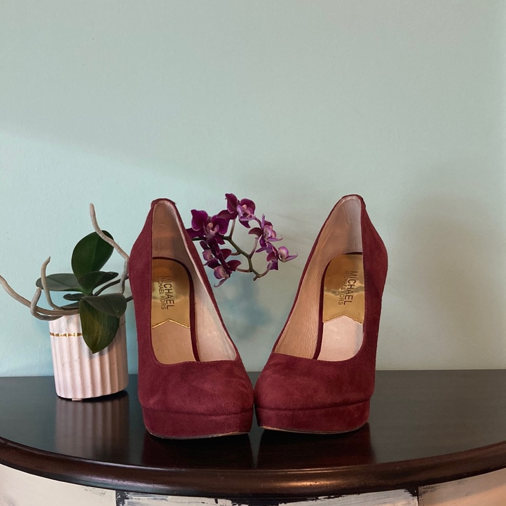 MICHAEL Michael Kors Burgundy Suede Platform Pumps